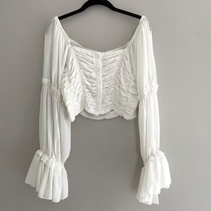 12th Tribe| White tiered bell sleeve top